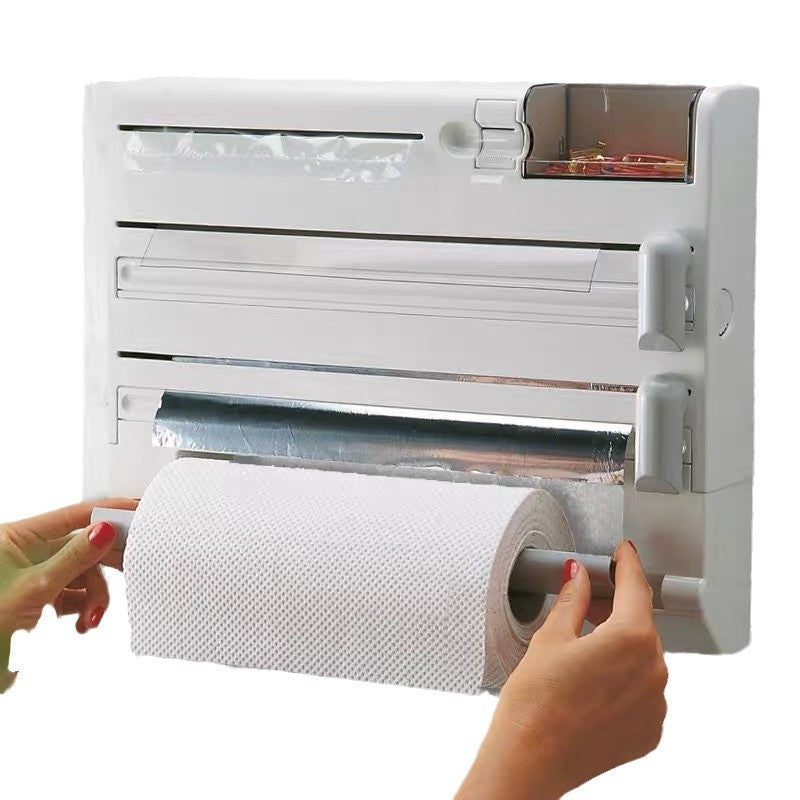 Kitchen Multi-functional Shelf Wall-mounted Plastic Wrap Storage Box