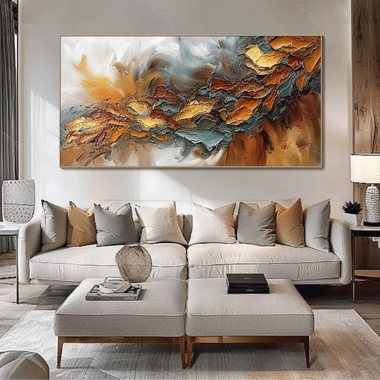 Large Hand-painted Knife Colorful Oil Paintings Abstract Canvas Textured Poster Wall Art Pictures Modern Room Decor Home Decoration