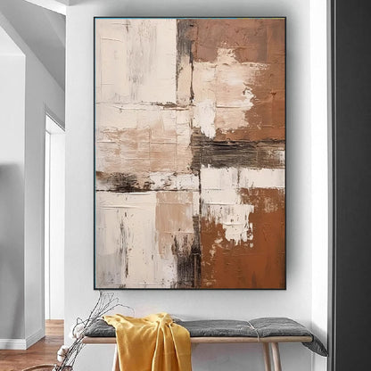 Large Abstract Handmade Painting Brown Textured Wall Art Minimalist Wabi-sabi Modern Home Living Room Decor