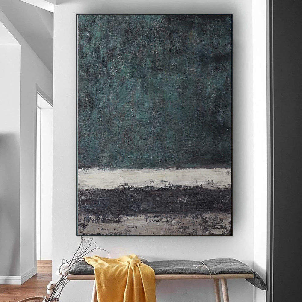 Large Abstract Handmade Painting Retro Green Texture Abstract Wall Art  Wabi-sabi Modern Home Living Room Decor