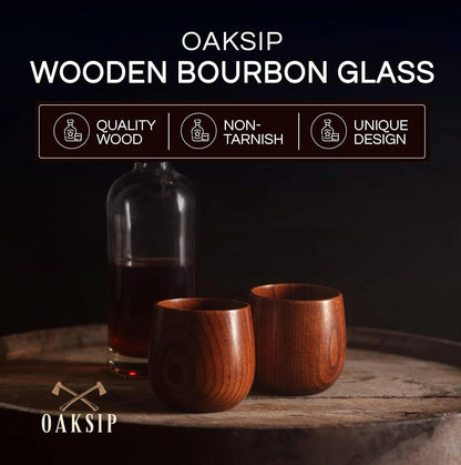 The Original Charred Wooden Bourbon Drinking Glass Bourbon Gifts for Men | Whiskey Glasses For Dad | Great Whiskey Gifts for Men Who Have Everything | Perfect Presents For Boyfriend or Dad (2 Pack)