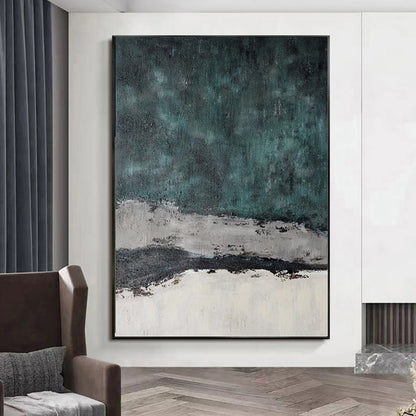 Large Abstract Handmade Painting Retro Green Texture Abstract Wall Art  Wabi-sabi Modern Home Living Room Decor