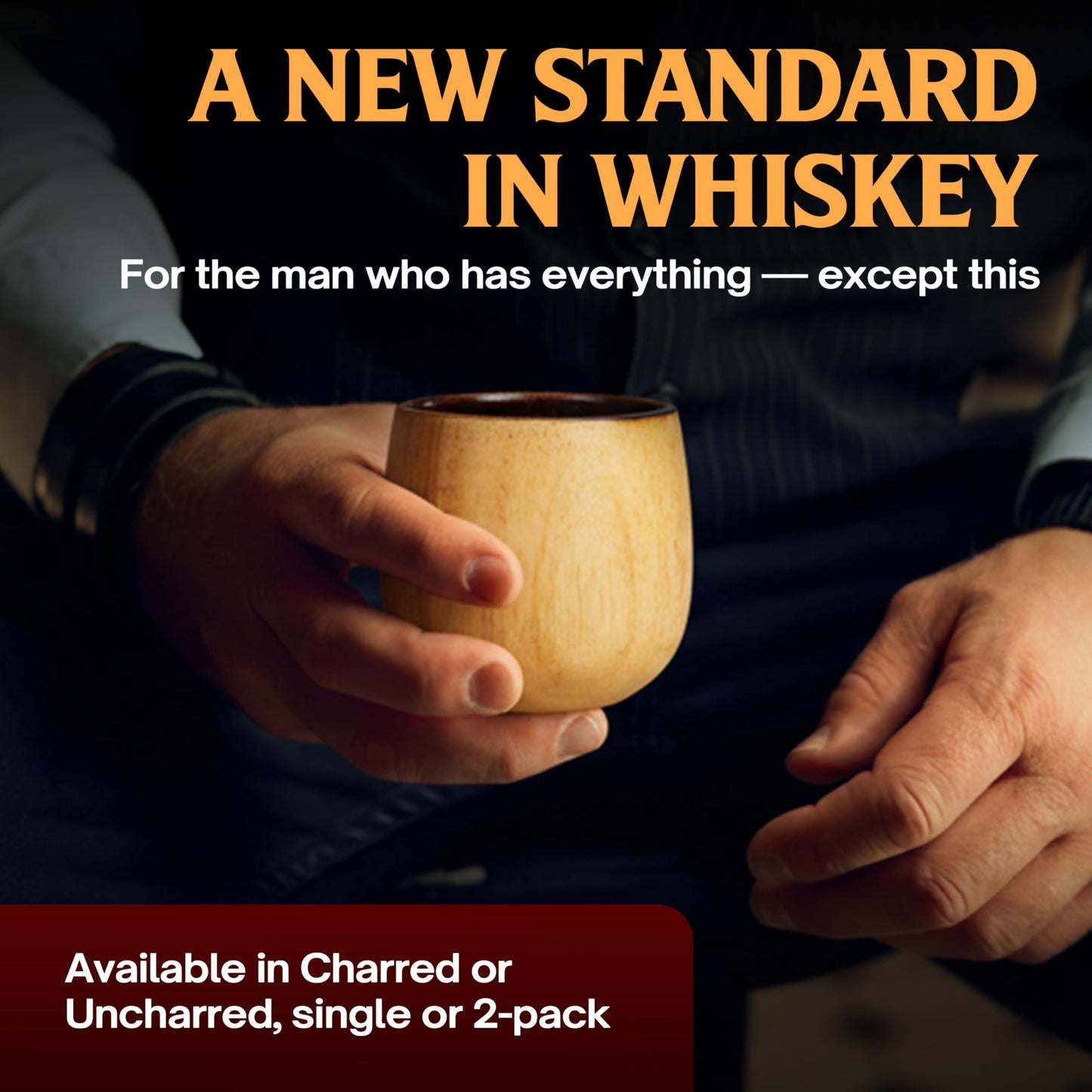 The Original Charred Wooden Bourbon Drinking Glass Bourbon Gifts for Men | Whiskey Glasses For Dad | Great Whiskey Gifts for Men Who Have Everything | Perfect Presents For Boyfriend or Dad (2 Pack)