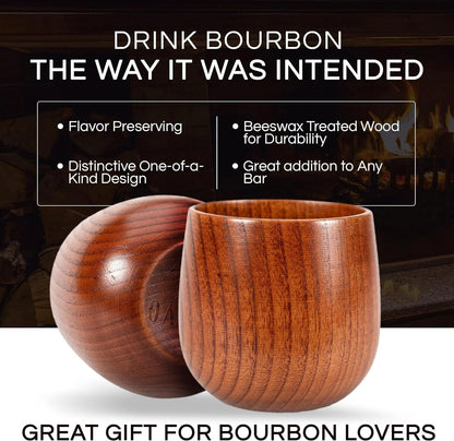 The Original Charred Wooden Bourbon Drinking Glass Bourbon Gifts for Men | Whiskey Glasses For Dad | Great Whiskey Gifts for Men Who Have Everything | Perfect Presents For Boyfriend or Dad (2 Pack)