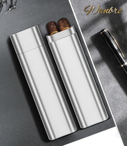 Stainless Steel Cigar Case with Removable Hip Flask, 2pcs Holder Cigar Tube, Travel Cases, Cigars accessary, Christmas gift for Women Men