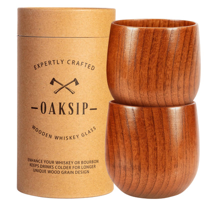 The Original Charred Wooden Bourbon Drinking Glass Bourbon Gifts for Men | Whiskey Glasses For Dad | Great Whiskey Gifts for Men Who Have Everything | Perfect Presents For Boyfriend or Dad (2 Pack)
