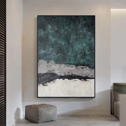 Large Abstract Handmade Painting Retro Green Texture Abstract Wall Art  Wabi-sabi Modern Home Living Room Decor