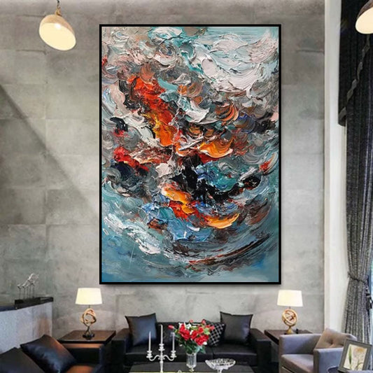 Large Colorful 3D Texture Handmade Oil Painting Original Abstract For Living Room Contemporary Home Decor Scandinavian Art