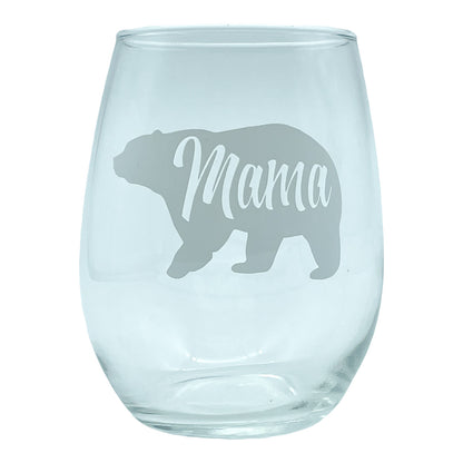 Mama Bear Wine Glass Funny Cute Best Mom of Boys Girls Cool Mother Novelty