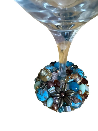 Jewelry Wine Glasses handcrafted with fine stones-Jewelry “Drink till he’s Cute”