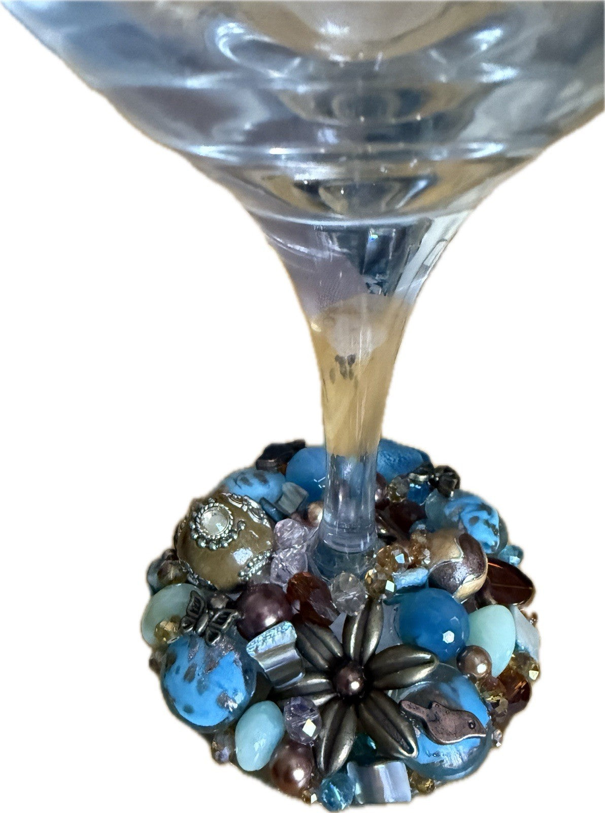 Jewelry Wine Glasses handcrafted with fine stones-Jewelry “Drink till he’s Cute”