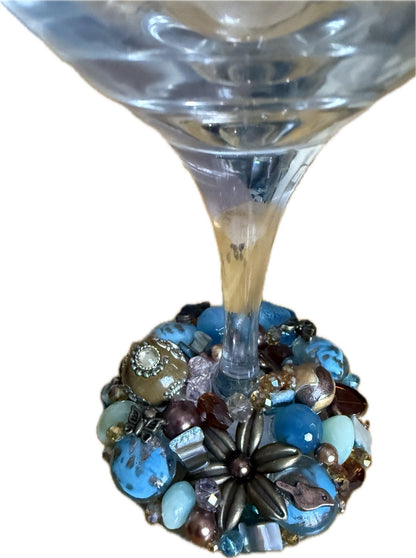 Jewelry Wine Glasses handcrafted with fine stones-Jewelry “Drink till he’s Cute”