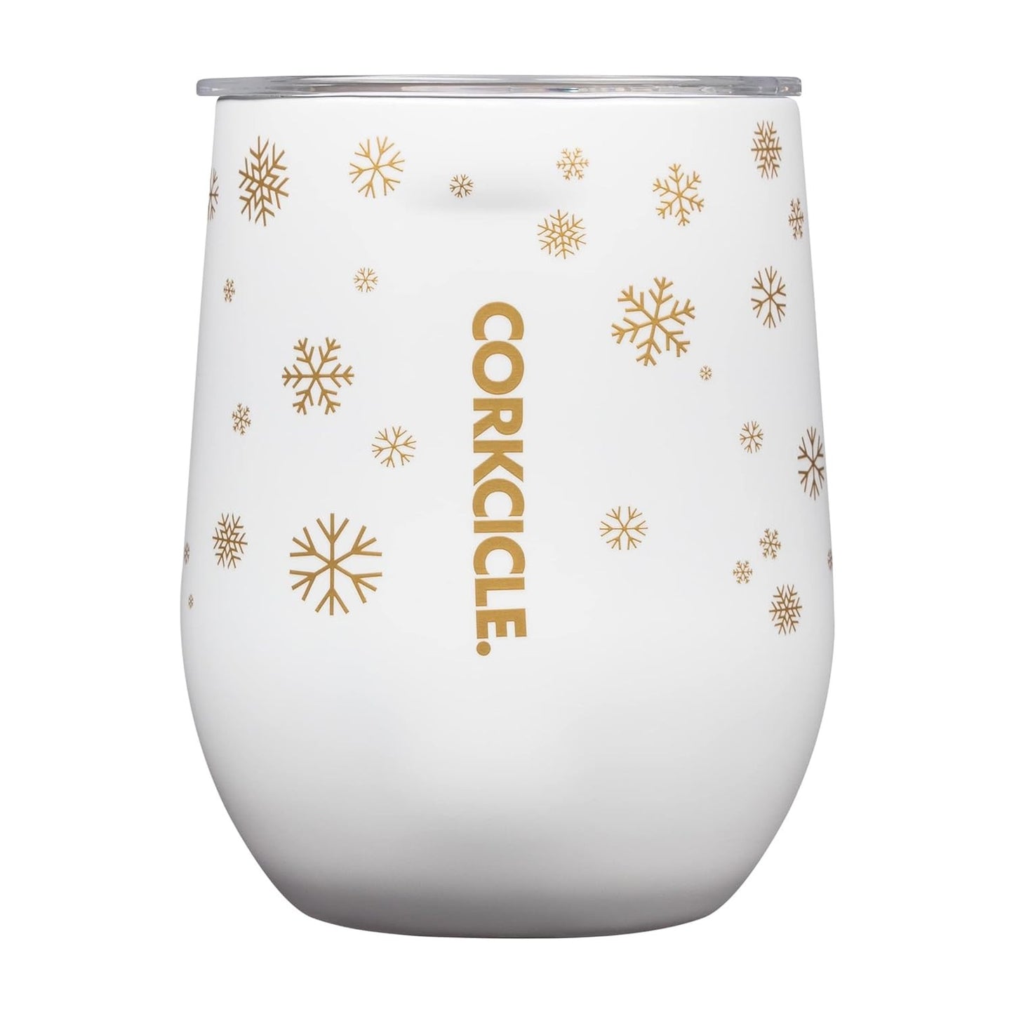 CORKCICLE "SNOWFALL WHITE" Christmas Holiday WIne Tumbler ** WHITE/GOLD ** NWT
