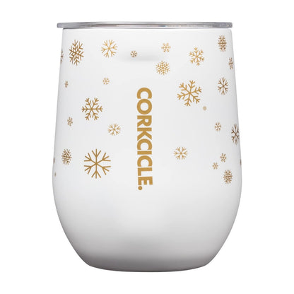 CORKCICLE "SNOWFALL WHITE" Christmas Holiday WIne Tumbler ** WHITE/GOLD ** NWT