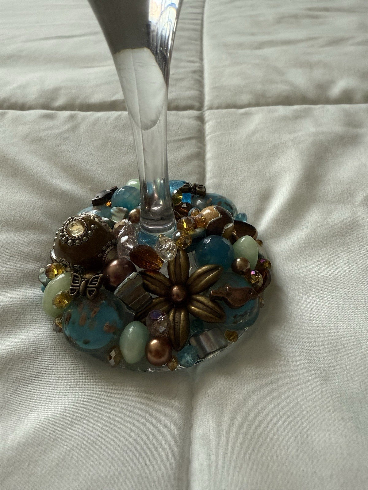 Jewelry Wine Glasses handcrafted with fine stones-Jewelry “Drink till he’s Cute”