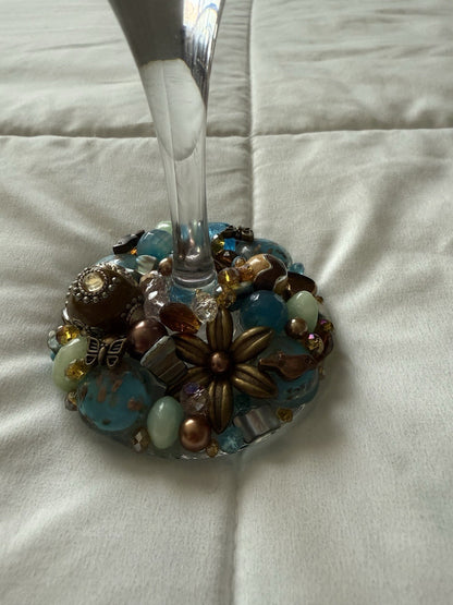 Jewelry Wine Glasses handcrafted with fine stones-Jewelry “Drink till he’s Cute”