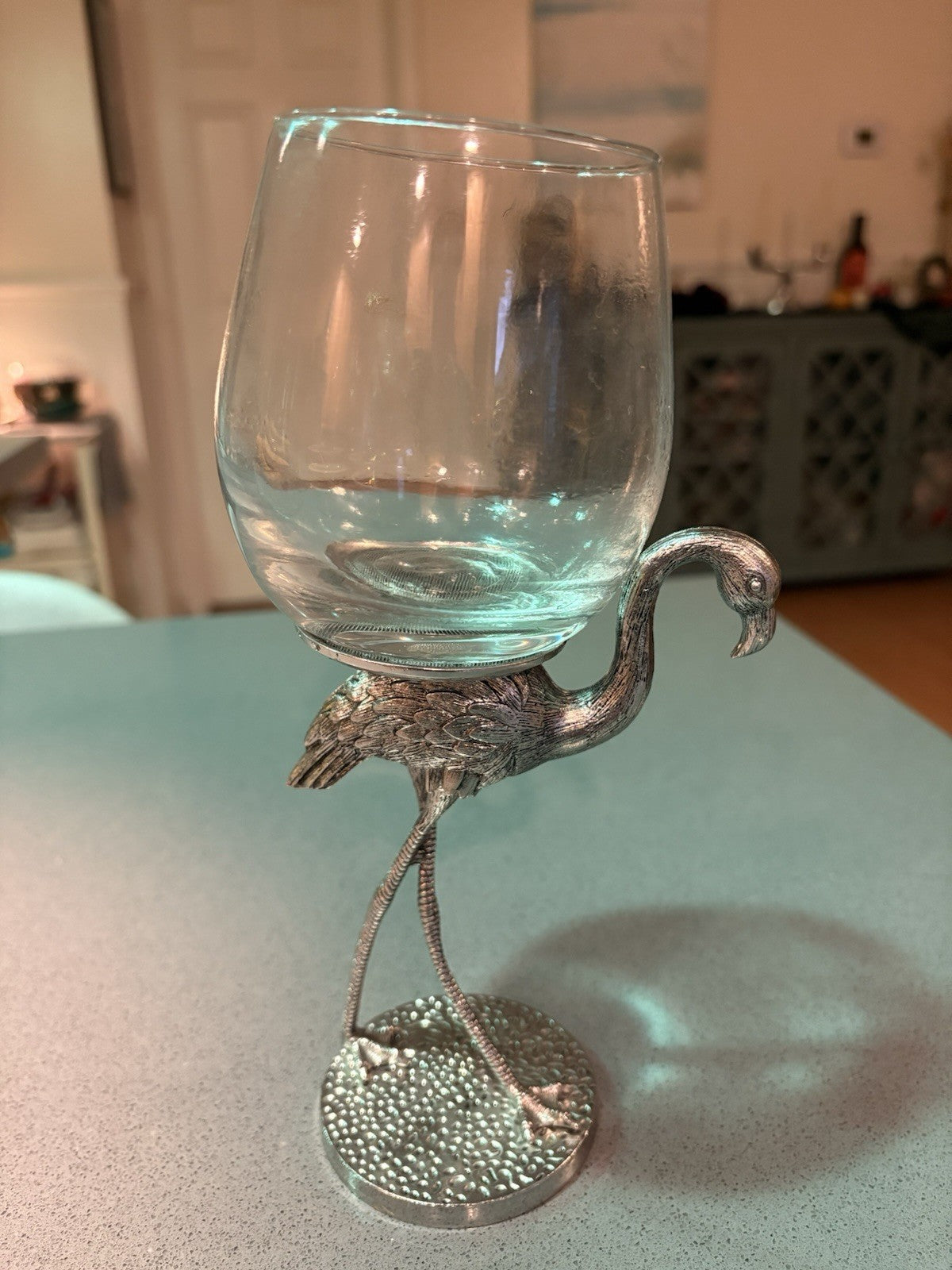 Metal Flamingo Wine Glass Cute!