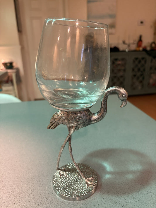 Metal Flamingo Wine Glass Cute!