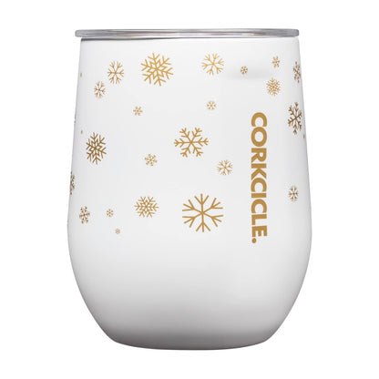 CORKCICLE "SNOWFALL WHITE" Christmas Holiday WIne Tumbler ** WHITE/GOLD ** NWT