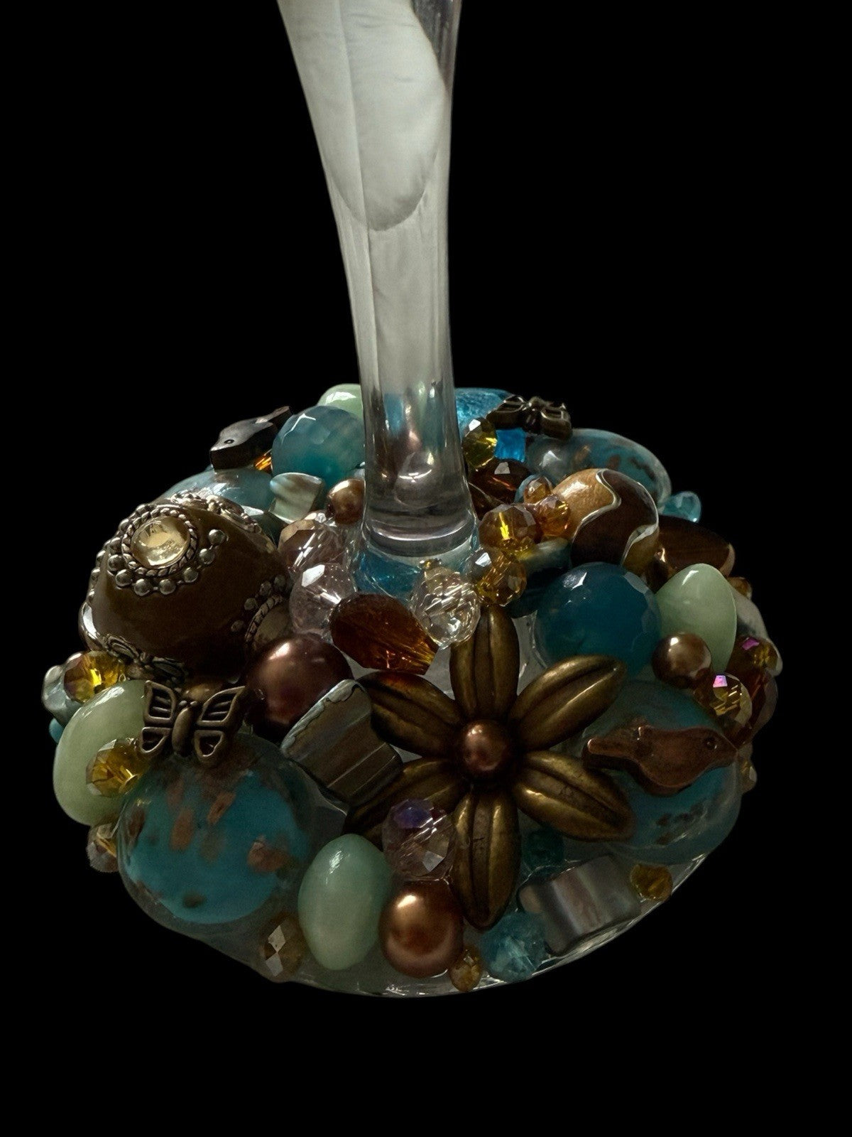 Jewelry Wine Glasses handcrafted with fine stones-Jewelry “Drink till he’s Cute”